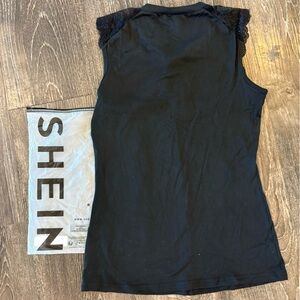 SHEIN Black Women's Laced Sleeve Tank. NWOT.